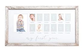 Pearhead My First Year Photo Moments Baby Keepsake Picture Frame, Baby's First Year Photo Frame, Mother's Day Accessory, Gender-Neutral Baby Milestone Nursery Décor, Rústico