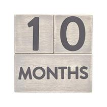 Pearhead Wooden Milestone Age Blocks, Gênero Neutro Baby Accessory for Photo Sharing, Weekly, Monthly, Year and Grade Growth Markers, Distressed Gray