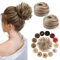 Peça de cabelo Messy Bun KISANOF Human Hair Castanho Médio/Loiro Peça de cabelo Messy Bun KISANOF Human Hair Castanho Médio/Loiro