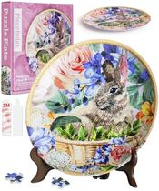 Peça de prato de quebra-cabeça 3D Relax Easter Bunny Flowers 124 peças