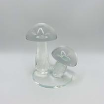 Peça Decorativa Cogumelos em Cristal 14x12x13cm