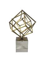 Peça Decorativa Cubos Dourado com Base de Vidro 25cm 15065-PL Peça Decorativa Cubos Dourado com Base de Vidro 25cm 15065-PL