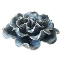 Peca decorativa de ceramica - flor azul 10,3cm x 10cm x 4cm - BTC Decor