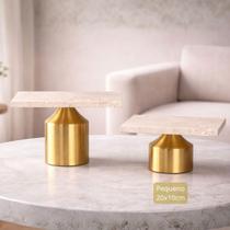 Peça Decorativa em Mármore Estilo Travertino com Base Dourada BTC