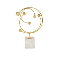 Peça Decorativa em Metal e Mámore Dourado e Branco 37cm BLD0008 BTC
