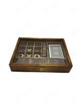 Peça Decorativa Jogo da Velha e Cartas com Estojo de Madeira e Metal 15566-PL