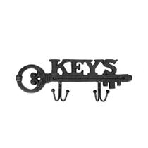 Peca decorativa porta chaves para parede em ferro preto 34cm