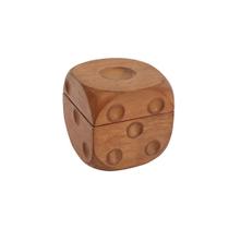 Peça Decorativa Pote Dado em Madeira Natural 12cm FM0321 BTC