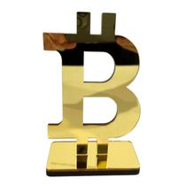 Peça Moeda Decorativa Enfeite Bitcoin Acrílico Espelhado Dourado Decoração Elegante Peça Moeda Decorativa Enfeite Bitcoin Acrílico Espelhado Dourado Decoração Elegante