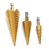 Peça Step Drill Bit Set Aço Revestido de Titânio