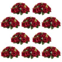Peças centrais de casamento com flores NUPTIO 24 cm de diâmetro, carmesim x10 Peças centrais de casamento com flores NUPTIO 24 cm de diâmetro, carmesim x10