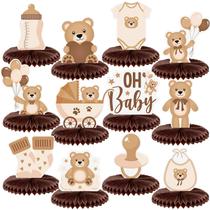 Peças Centrais Honeycomb Bencailor Bear para Chá de Bebê - Pacote com 12