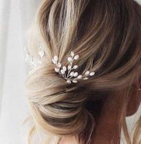 Peças de cabelo Earent Wedding Silver Pearl Hair Pins Brides Acessórios de cabelo para mulheres (pacote com 3)