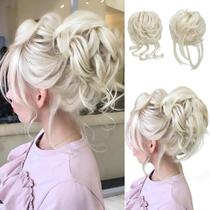 Peças de cabelo SARLA Messy Bun Wavy Curly Synthetic x2 Platinum Peças de cabelo SARLA Messy Bun Wavy Curly Synthetic x2 Platinum