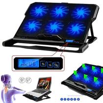 Peças de resfriamento do sistema de computador silencioso laptop cooler pad stand com dual usb powered 6 ventiladores w/led light