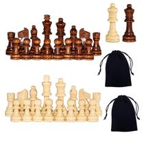 Peças de xadrez Baspoom Staunton Style Wood de 3 cm King com bolsa Peças de xadrez Baspoom Staunton Style Wood de 3 cm King com bolsa