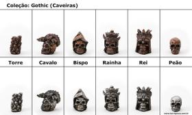 Peças De Xadrez Em Resina - Coleção Caveiras Gótica