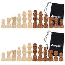 Peças de xadrez Juegoal 32 Wood Chessmen King de 6 cm com bolsa de armazenamento Peças de xadrez Juegoal 32 Wood Chessmen King de 6 cm com bolsa de armazenamento