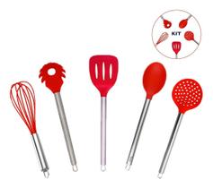 Peças Kit 5 Utensílios Cozinha Conjunto Talheres De Silicone