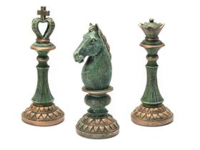 Peças Xadrez Decorativas Resina Azul - Rei, Rainha, Cavalo