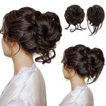 Pedaços de cabelo SARLA Messy Bun Castanho Escuro Sintético x2 Pedaços de cabelo SARLA Messy Bun Castanho Escuro Sintético x2