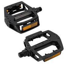 Pedal 9/16 plataforma alumínio preto com esfera eixo aço