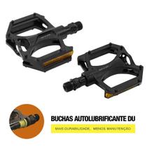 Pedal 9/16 Plataforma Aluminio Preto Eixo De Aço E Bucha Du