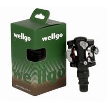 Pedal Clip Wellgo M919 MTB Alumínio 9/16 Preto + Taco Inclusos