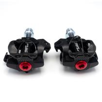 Pedal Clipless SHIFT Tech SPD MTB Alumínio com Eixo Inoxidável Par com Kit de Montagem Preto e Vermelho