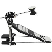 Pedal De Bumbo Para Bateria Acústica e Eletrônica Voik VPB40 Corrente Simples Tensão Ajustável Ajuste de Altura Base em Metal Cor Prata e Preto