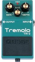 Pedal de guitarra Tremolo BOSS TR-2 com controles de onda e profundidade Pedal de guitarra Tremolo BOSS TR-2 com controles de onda e profundidade