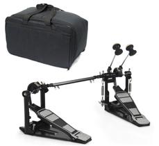 Pedal Duplo Para Bumbo Bateria,Corrente,Ajuste Tensão, C/Bag