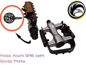 Pedal Mtb 9/16 Bike Alumínio C/ Borda Preta C/refletores