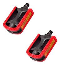 Pedal mtb bicolor export vermelho preto rosca fina 1/2