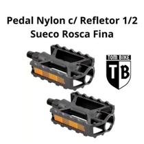 Pedal Nylon MetalCiclo Bike C/Refletor 1/2 Sueco Rosca Fina (par)