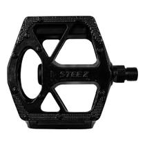 Pedal STEEZ Alumínio Plataforma Relevo rosca grossa Preto