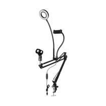 Pedestal/Braço Articulado,haste Flexível P/microfone e Celular/Smartphone c/iluminador ring light Pedestal/Braço Articulado,haste Flexível P/microfone e Celular/Smartphone c/iluminador ring light