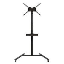 Pedestal de Chão para TVs de 19" a 56", com Rodízios, Bandeja e Ajuste de Altura, Preto - pedestal-class-pr