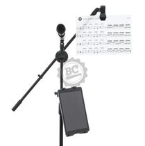 Pedestal de Microfone Liverpool com suporte de tablet e fixador de papel (11019) Pedestal de Microfone Liverpool com suporte de tablet e fixador de papel (11019)