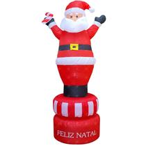 Pedestal Papai Noel Inflável Giratório Natal Led Bivolt 2.2M