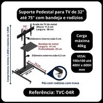 Pedestal para TV, monitor 27" a 75" com bandeja e rodízios - Avatron Suportes Pedestal para TV, monitor 27" a 75" com bandeja e rodízios - Avatron Suportes