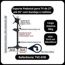 Pedestal para tv's 27 a 55 com bandeja - com antideslizante - avatron Pedestal para tv's 27 a 55 com bandeja - com antideslizante - avatron
