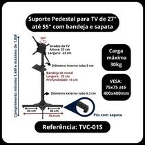 Pedestal para tv's 27 a 55 com bandeja - com antideslizante - avatron Pedestal para tv's 27 a 55 com bandeja - com antideslizante - avatron