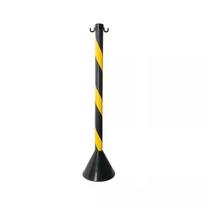 Pedestal plastico zebrado preto/amarelo com suporte para corrente - Plastcor