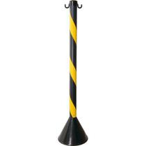 Pedestal Poste Haste Plástico Preto Amarelo Sinalização Isolamento Organizador Fila Zebrado 90 cm - Plastcor