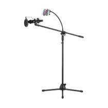Pedestal Suporte Microfone+Pop Filter+Shockmount+Sup Celular