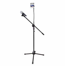 Pedestal,Tripé Aj Som c/ Cachimbo p/ Microfone e Suporte p/ Smartphone,Aço,Preto Pedestal,Tripé Aj Som c/ Cachimbo p/ Microfone e Suporte p/ Smartphone,Aço,Preto