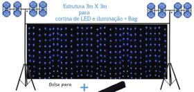 Pedestal Tripé Gol Iluminação Dj+Barra P/Cortina De Led+Bag