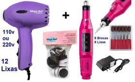 Pedicuro Elétrico Compact Esfoliador para os Pés Lilás + 12 Lixas + Lixa Elétrica Importada