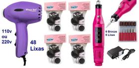 Pedicuro Elétrico Compact Esfoliador para os Pés Lilás + 48 Lixas + Lixa Elétrica Importada